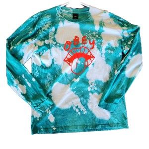 Men's OBEY Long Sleeve T Shirt  Multicolor Tie Dye - Size Large 100% Cotton